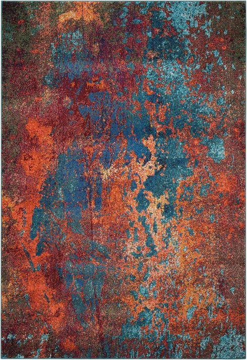 2' X 4' Atlantic Abstract Power Loom Non Skid Area Rug